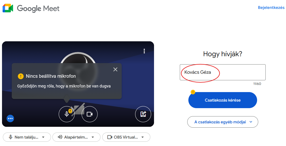Csatlakozás Google Meet-hez